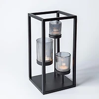 KSP Elevate '3-Lite' Iron Candleholder 12" H (Black/Smoke)