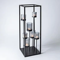 KSP Elevate '7-Lite' Iron Candleholder 24" H (Black/Smoke)