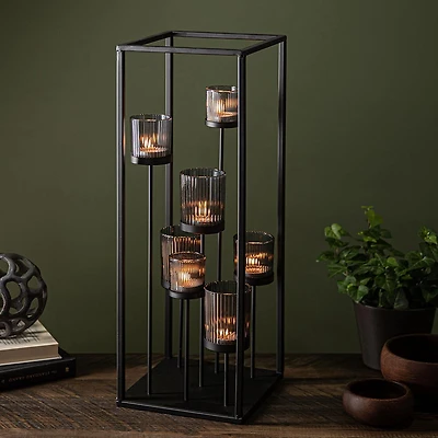 KSP Elevate '7-Lite' Iron Candleholder 24" H (Black/Smoke)