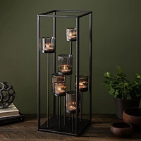 KSP Elevate '7-Lite' Iron Candleholder 24" H (Black/Smoke)