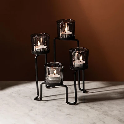 KSP Quartet '4-Lite' Iron Candleholder (Black/Smoke)