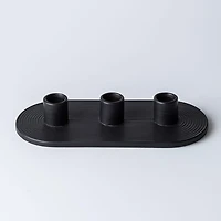 KSP Radiant '3-Lite' Ceramic Taper Candle Holder (Black)