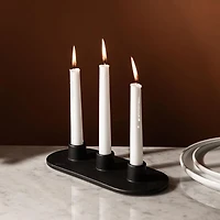 KSP Radiant '3-Lite' Ceramic Taper Candle Holder (Black)