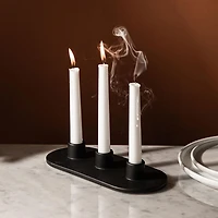 KSP Radiant '3-Lite' Ceramic Taper Candle Holder (Black)