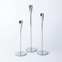 KSP Trinity Metal Taper Candle Holder - Set of 3 (Silver)