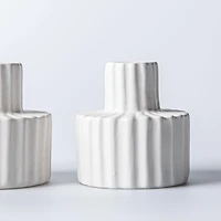KSP Panelled Ceramic Taper Candle Holder - Set of 2 (White)