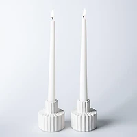 KSP Panelled Ceramic Taper Candle Holder - Set of 2 (White)