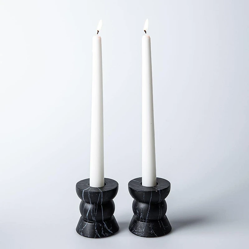 KSP Carrera 'Marble' Cement Taper Candle Holder - Set of 2 (Black)