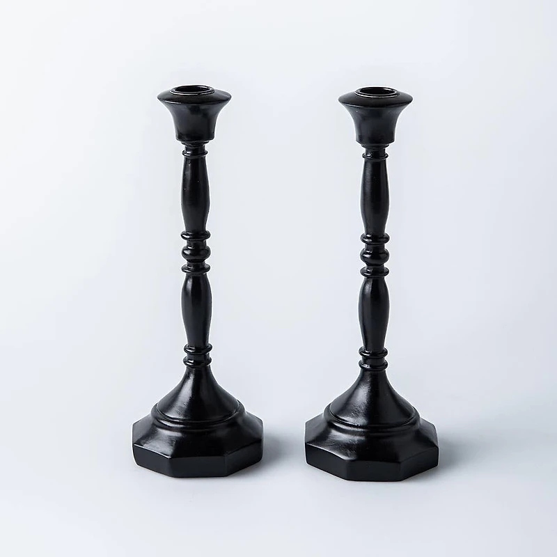 KSP Majestic Resin Taper Candleholder - Set of 2 (Black)