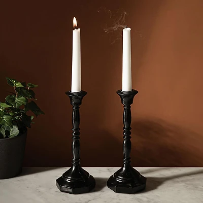 KSP Majestic Resin Taper Candleholder - Set of 2 (Black)