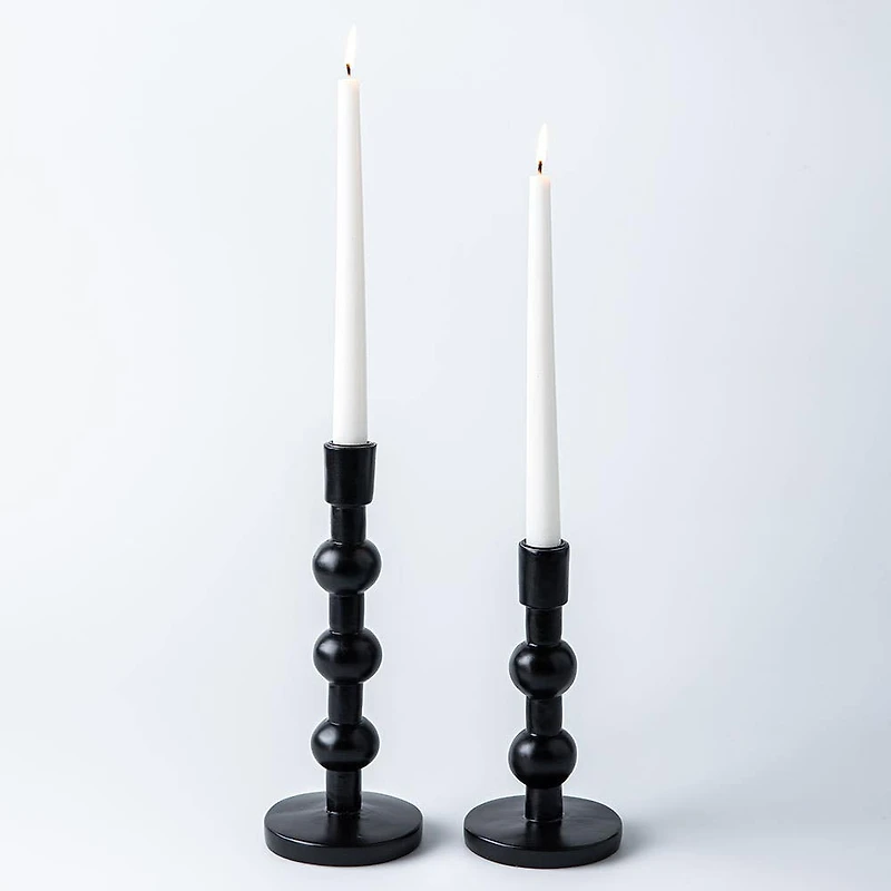 KSP Orbital Resin Taper Candleholder - Set of 2 (Black)