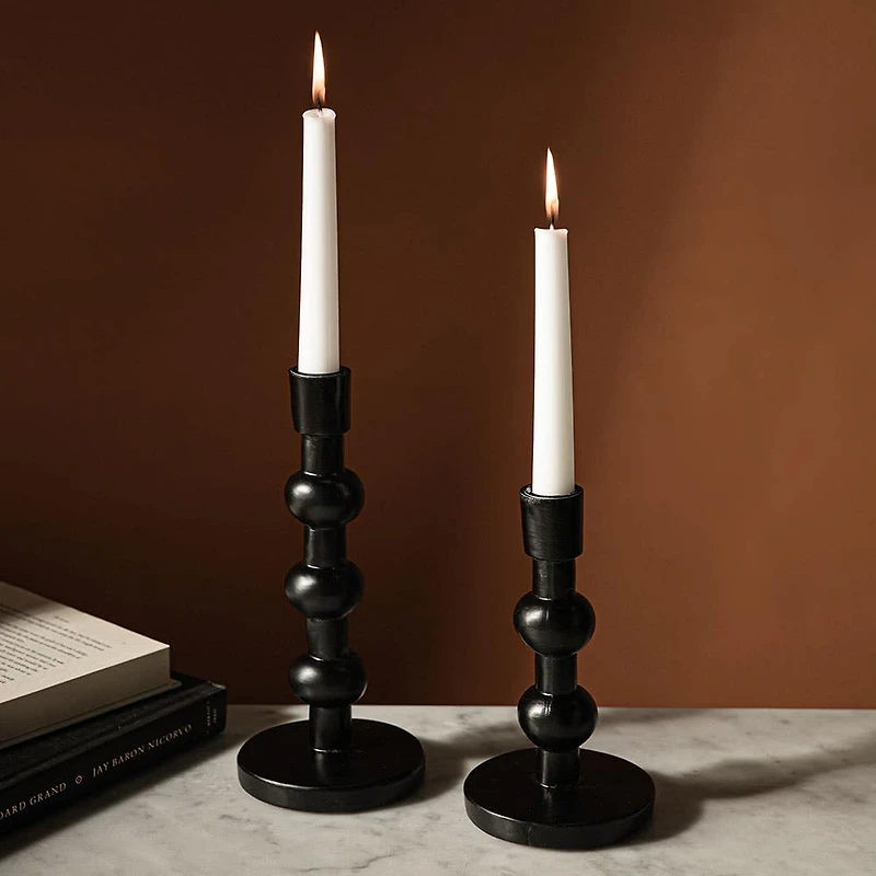 KSP Orbital Resin Taper Candleholder - Set of 2 (Black)