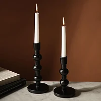 KSP Orbital Resin Taper Candleholder - Set of 2 (Black)