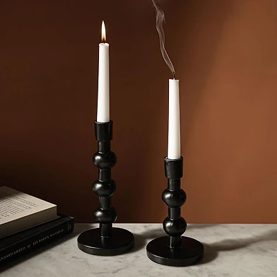 KSP Orbital Resin Taper Candleholder - Set of 2 (Black)