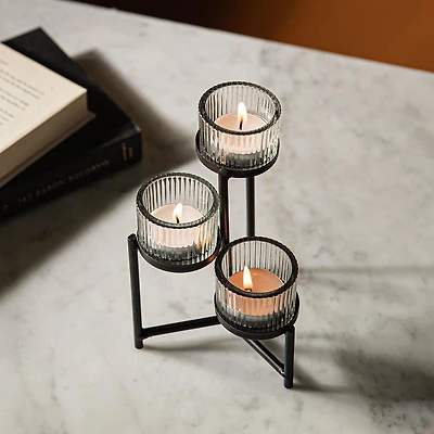 KSP Ascend '3-Lite' Iron Tealight Holder (Black)