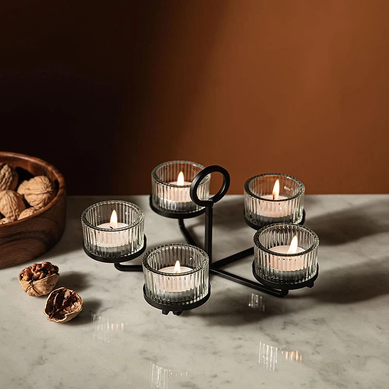 KSP Solis '5-Lite' Iron Tealight Holder (Black)