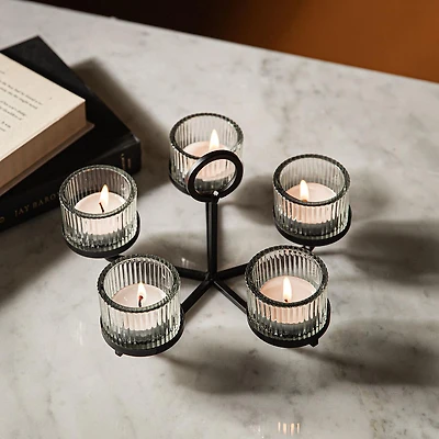KSP Solis '5-Lite' Iron Tealight Holder (Black)