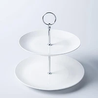 A La Carte 'Diamond Coupe' 2-Tier Porcelain Serving Dish (White)