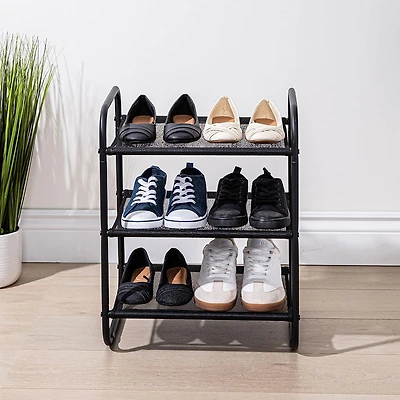 KSP Noir 3-Tier Shoe Rack 43 x 30 x 55cm (Black)