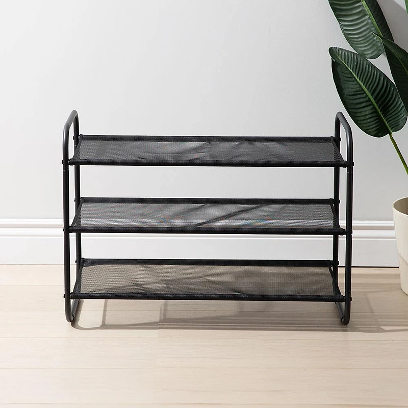 KSP Noir 3-Tier Shoe Rack 76 x 30 x 55cm (Black)