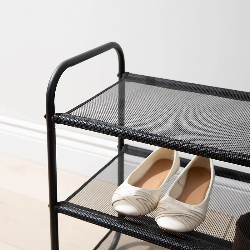 KSP Noir 3-Tier Shoe Rack 76 x 30 x 55cm (Black)