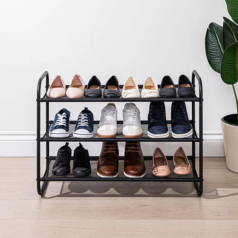 KSP Noir 3-Tier Shoe Rack 76 x 30 x 55cm (Black)