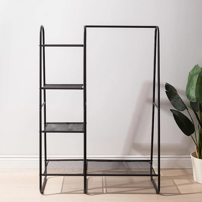 KSP Noir Garment Rack with Shelves (Black)