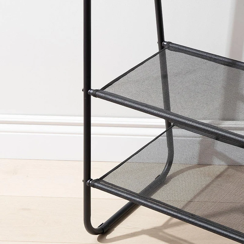 KSP Noir Garment Rack with 2 Shelves (Black)