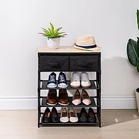 KSP Noir 4-Tier Shoe Rack with Drawers 60 x 26 x 72cm (Black)