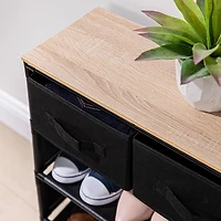 KSP Noir 4-Tier Shoe Rack with Drawers 60 x 26 x 72cm (Black)