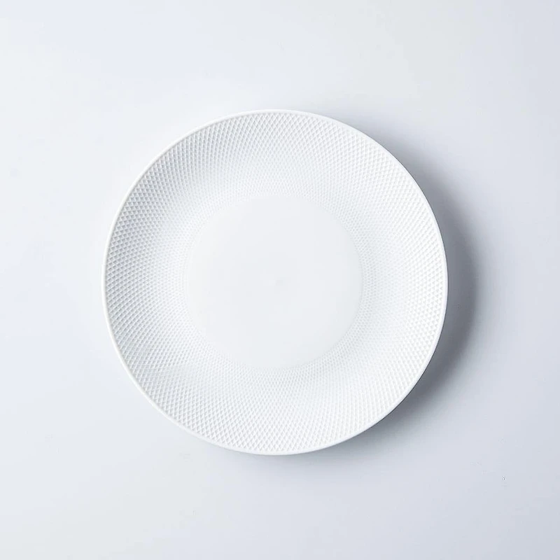 A La Carte 'Diamond Coupe' Porcelain Side Plate 8" Dia. (White)