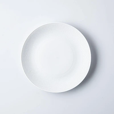 A La Carte 'Diamond Coupe' Porcelain Side Plate 8" Dia. (White)