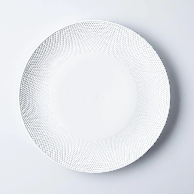 A La Carte 'Diamond Coupe' Porcelain Dinner Plate 10.25" D (White)