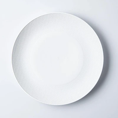 A La Carte 'Diamond Coupe' Porcelain Dinner Plate 10.25" D (White)
