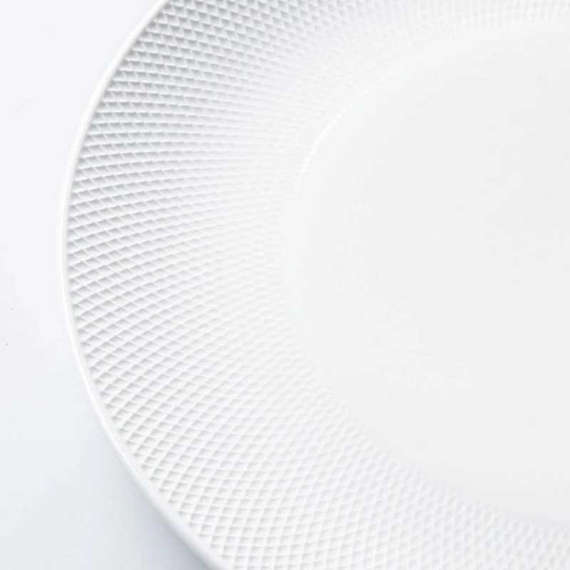 A La Carte 'Diamond Coupe' Porcelain Dinner Plate 10.25" D (White)