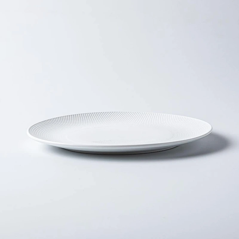 A La Carte 'Diamond Coupe' Porcelain Dinner Plate 10.25" D (White)