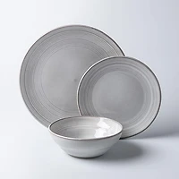 KSP Arcadia Reactive Stoneware Dinnerware - Set of 12 (Grey)