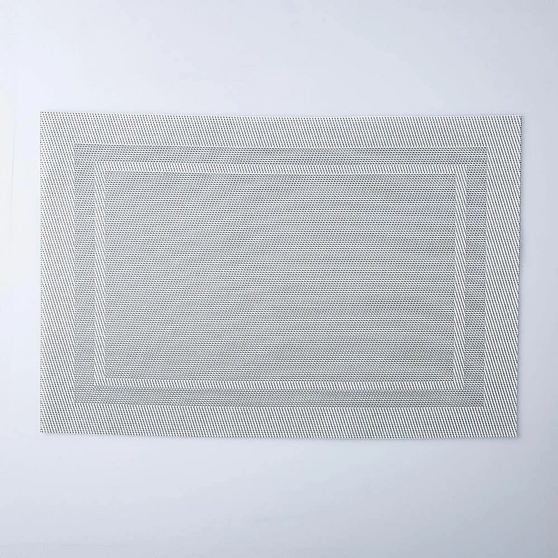 KSP Gather & Dine Two-Tone Border Vinyl Placemat (Silver)