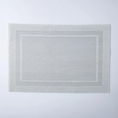 KSP Gather & Dine Two-Tone Border Vinyl Placemat (Silver)