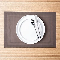 KSP Gather & Dine Two-Tone Border Vinyl Placemat (Chocolate Brown)