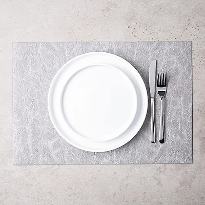KSP Gather & Dine Textura Luxe Reversible Vinyl Placemat (Silver)