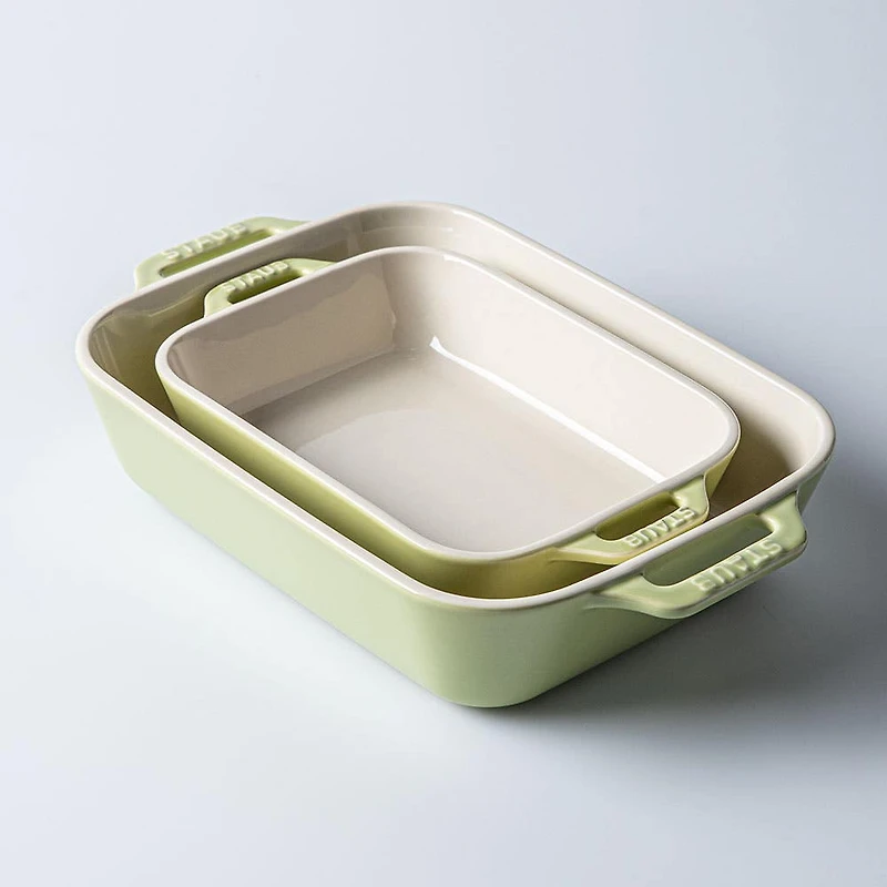 Staub En France 'Macaron' Rectangular Bake Dish - Set of 2 Light Green