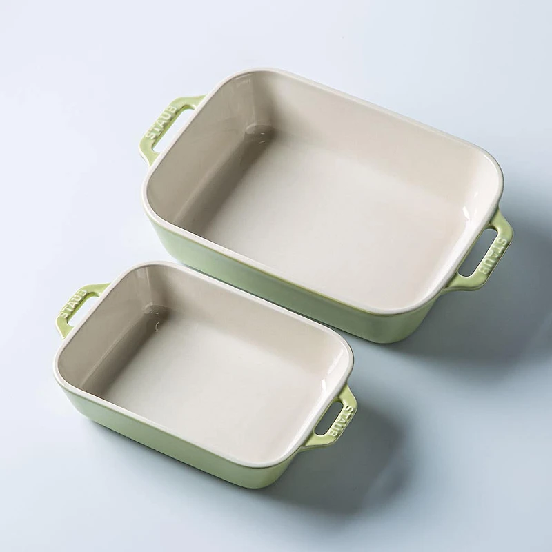 Staub En France 'Macaron' Rectangular Bake Dish - Set of 2 Light Green
