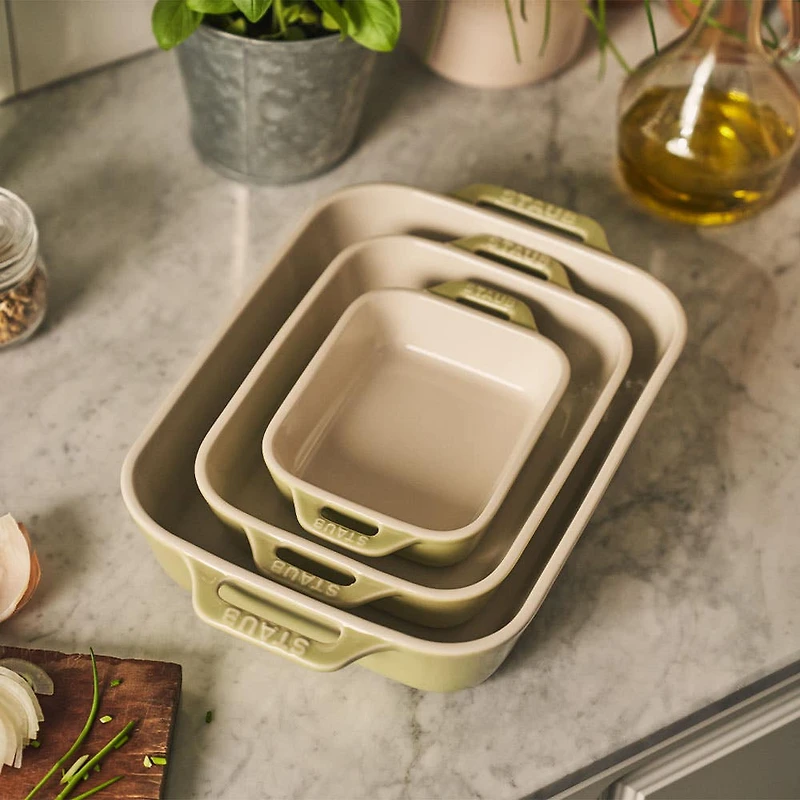 Staub En France 'MacAron' Rectangular Bake Dish - Set of 3 Light Green