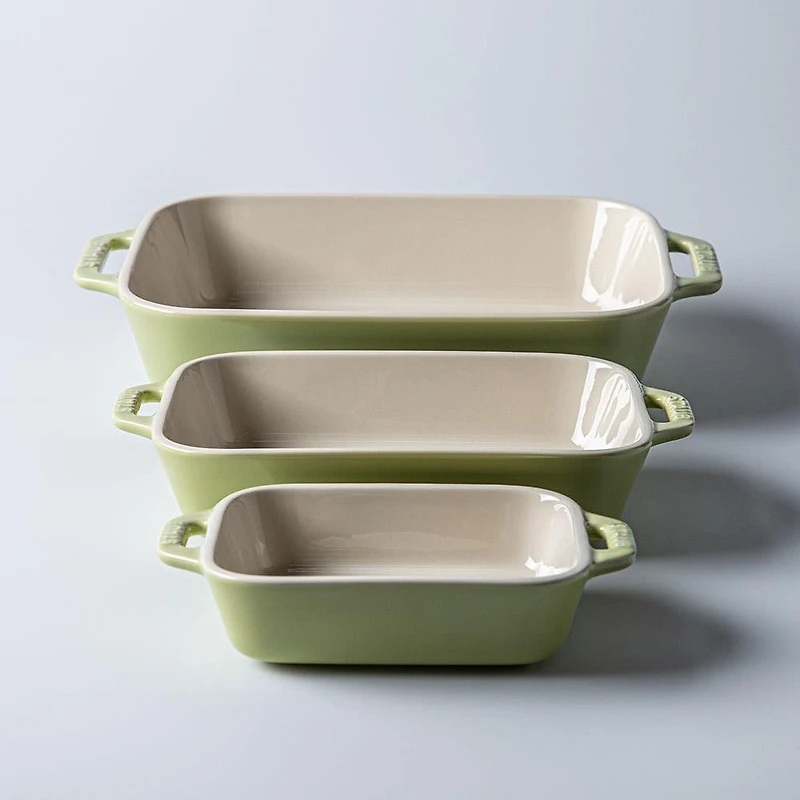 Staub En France 'MacAron' Rectangular Bake Dish - Set of 3 Light Green