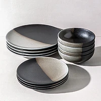 Maxwell & Williams Umi Porcelain Dinnerware - Set of 12 (Granite)