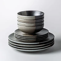 Maxwell & Williams Umi Porcelain Dinnerware - Set of 12 (Granite)