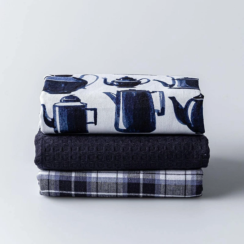 Harman Combo 'Tea Pots' Cotton Kitchen Towel - Set of 3