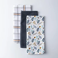 Harman Combo 'Blue Foliage' Cotton Kitchen Towel - Set of 3