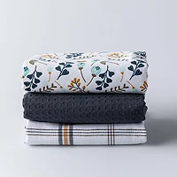 Harman Combo 'Blue Foliage' Cotton Kitchen Towel - Set of 3